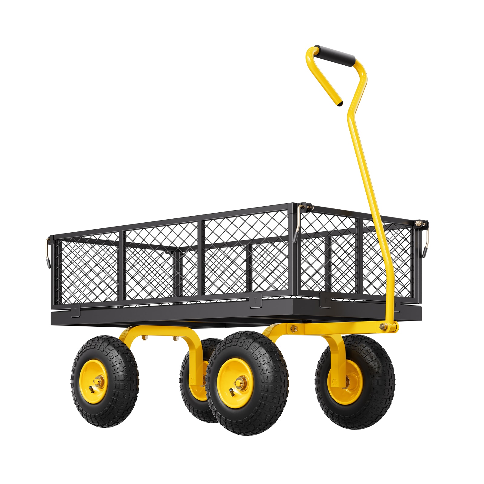 Heavy Duty Steel Garden Cart With Removable Mesh Sides And Handle_voghion.com